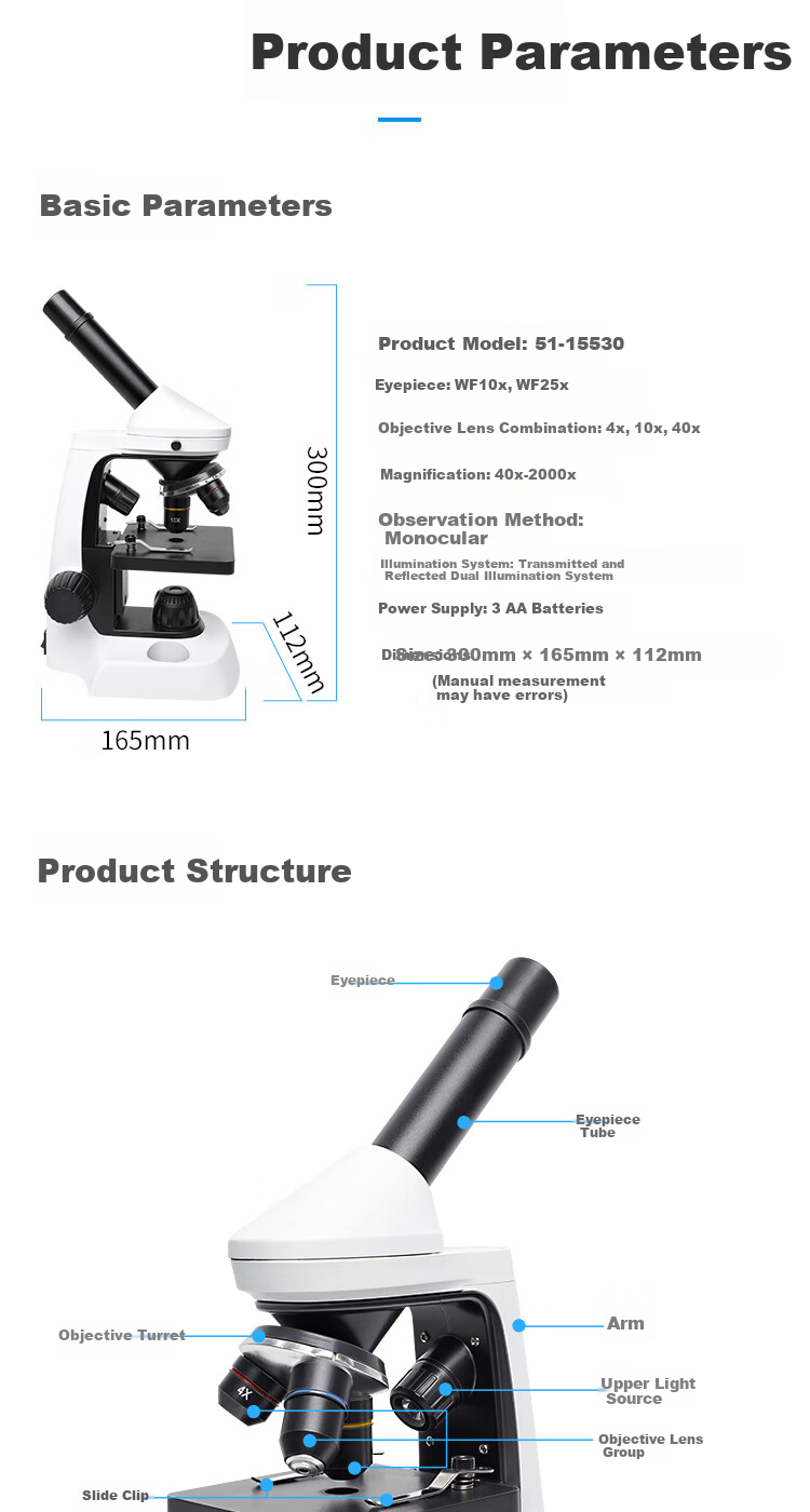 Bresser Microscope Children's Biological Experiment Stereoscopic Optical Set 2000x HD Magnification 13