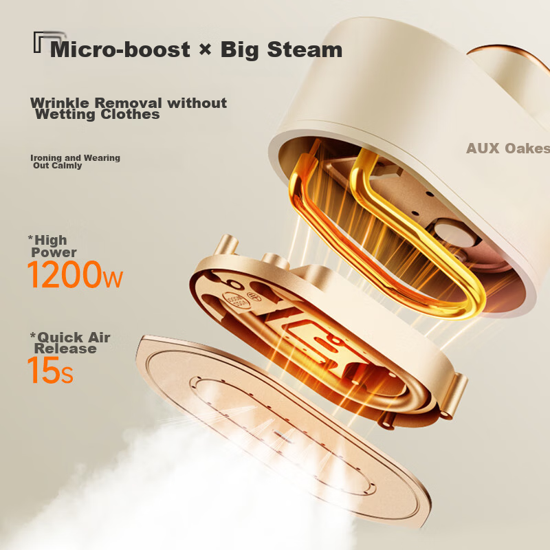 AUX Handheld Garment Steamer, 38g/min High Steam Output, 70ml Water Tank, Home Use Ironing Machine, Compact Electric Iron for Travel And Business Trips, Portable Clothing Steaming Tool, Gift, Group Purchase YD839