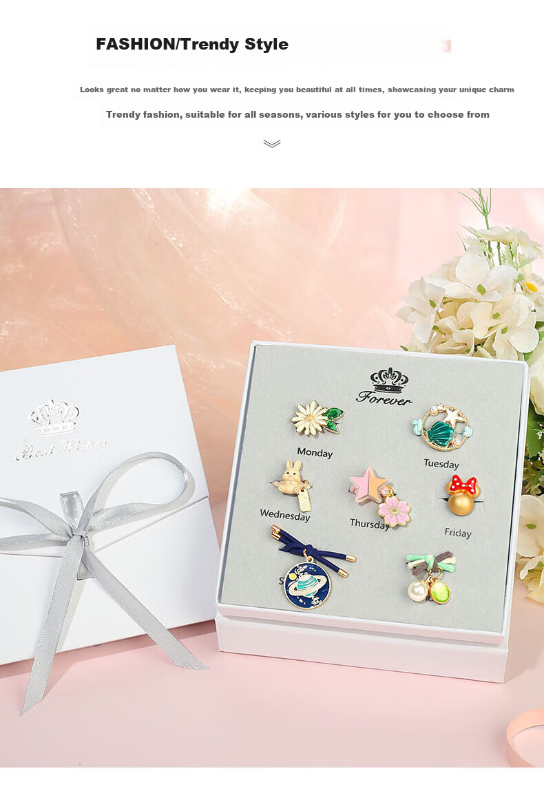 Dijing Weekly Hair Tie Hair Accessory Elastic Band Practical Wife Hair Ornament Gift Box Children's Birthday Present for Girls 3
