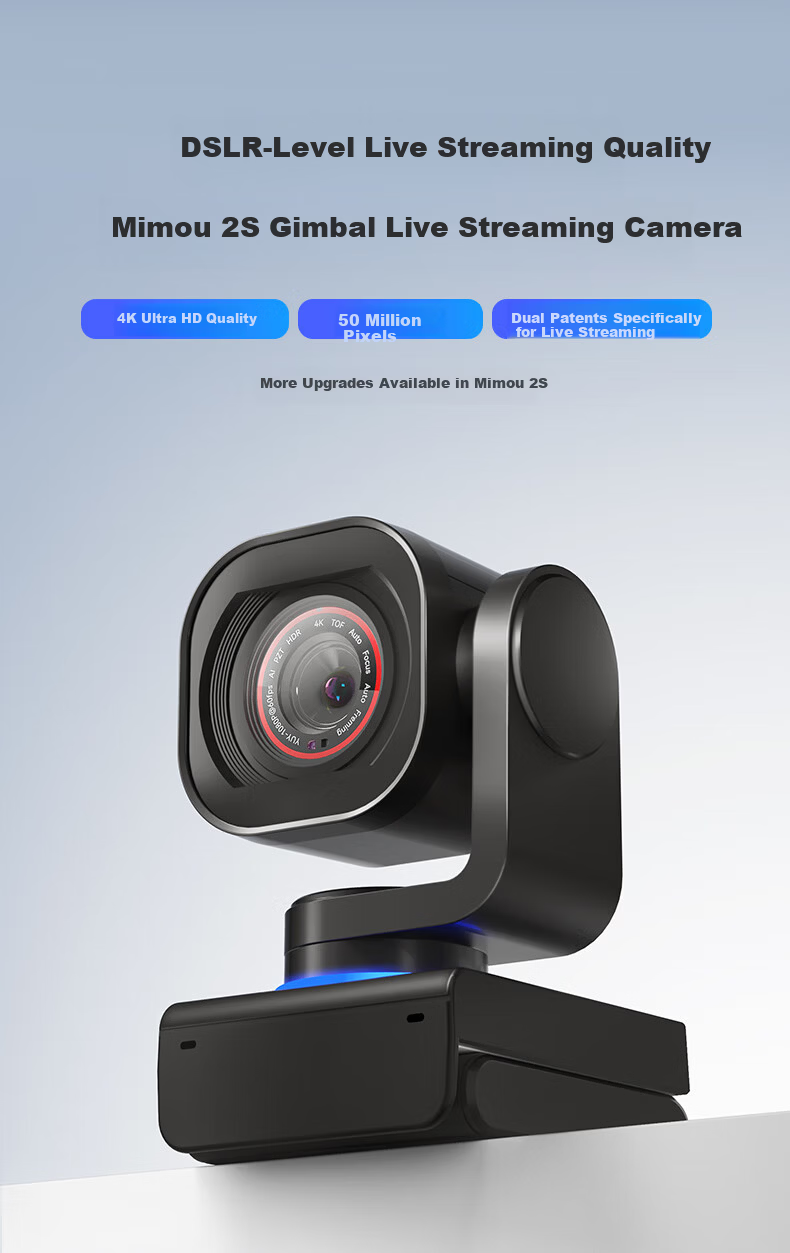 CoolHiMi MiEye 2S Ultra HD 4K AI Live Streaming Camera Smart PTZ Tracking for E-commerce Entertainment Broadcasting Meeting Online Classes Computer Mobile Host with Built-in Microphone 2