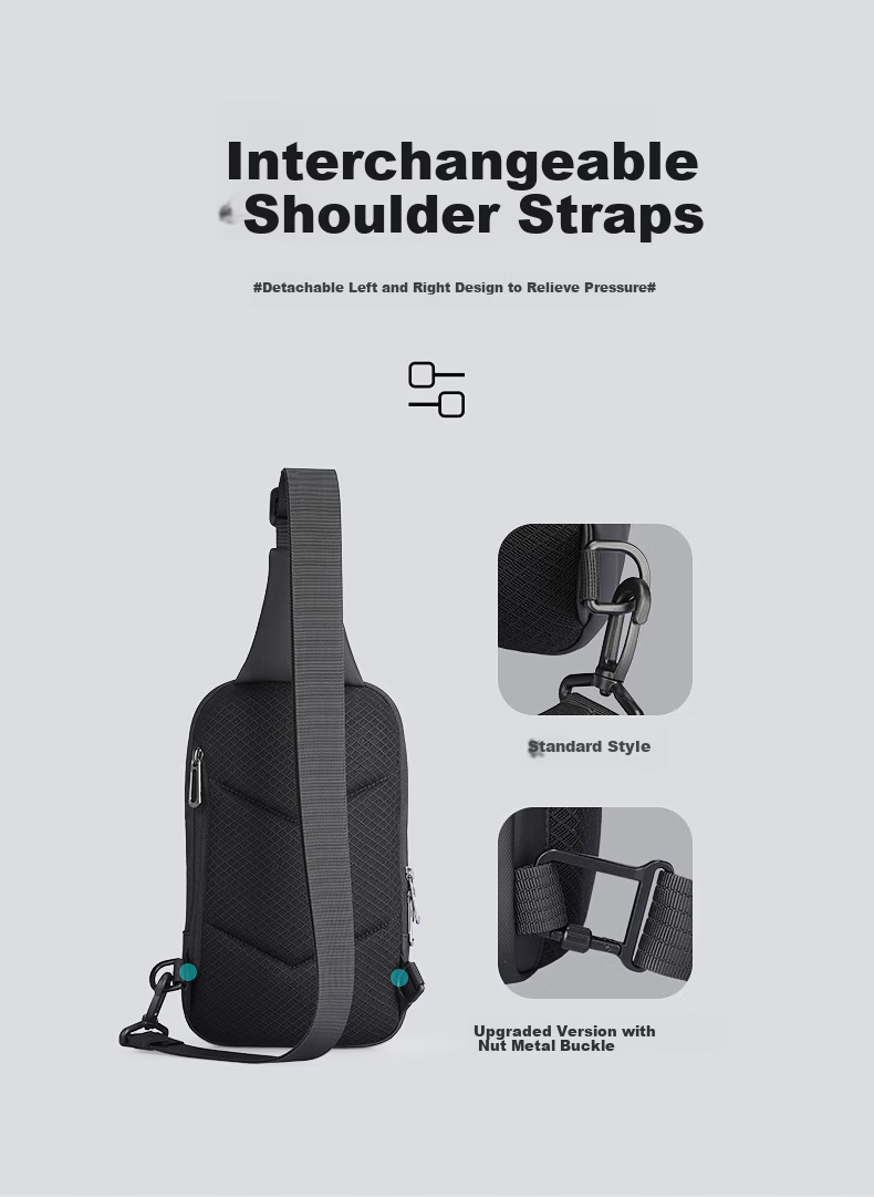 Marco Leiden Men's Chest Bag Single Shoulder Fashion Trendy Cycling Crossbody Multifunctional Sports iPad Bag MR8518 Graphite Gray 7