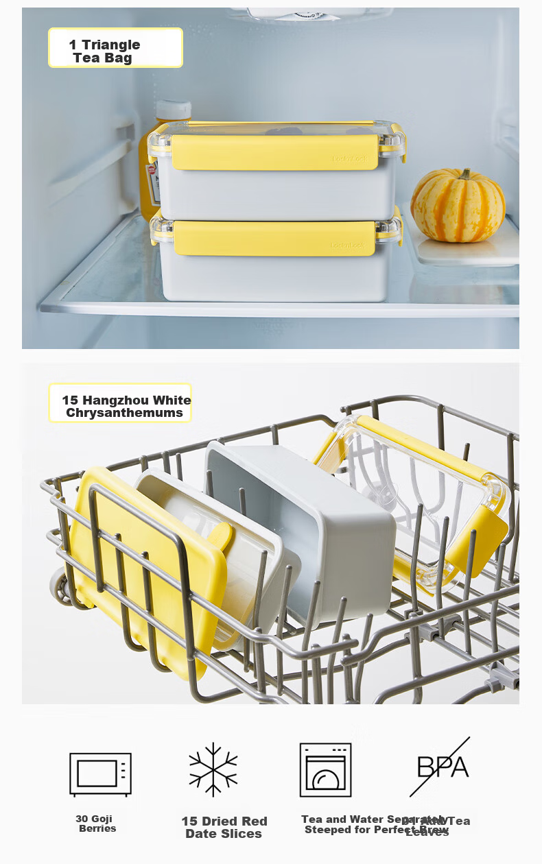 LOCK&LOCK Microwaveable Lunch Box Portable Plastic Bento Box for Office Workers and Students Single Meal Container 4
