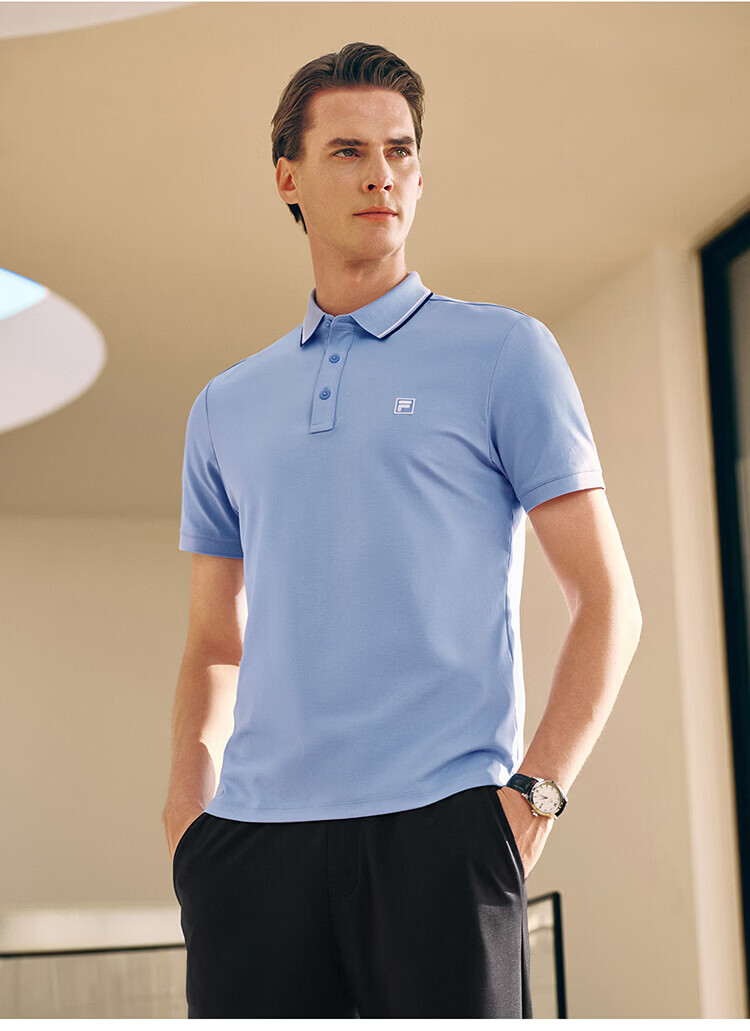 FILA Elite Men's Knitted Short Sleeve Polo Shirt 2026 Summer Simple Basic Casual Top 20