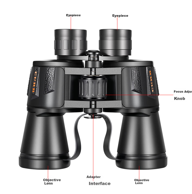 Jiapu High-Power HD Binoculars Non-Military Night Vision Professional Adult 8000m Outdoor Binoculars with Smartphone Connectivity 25