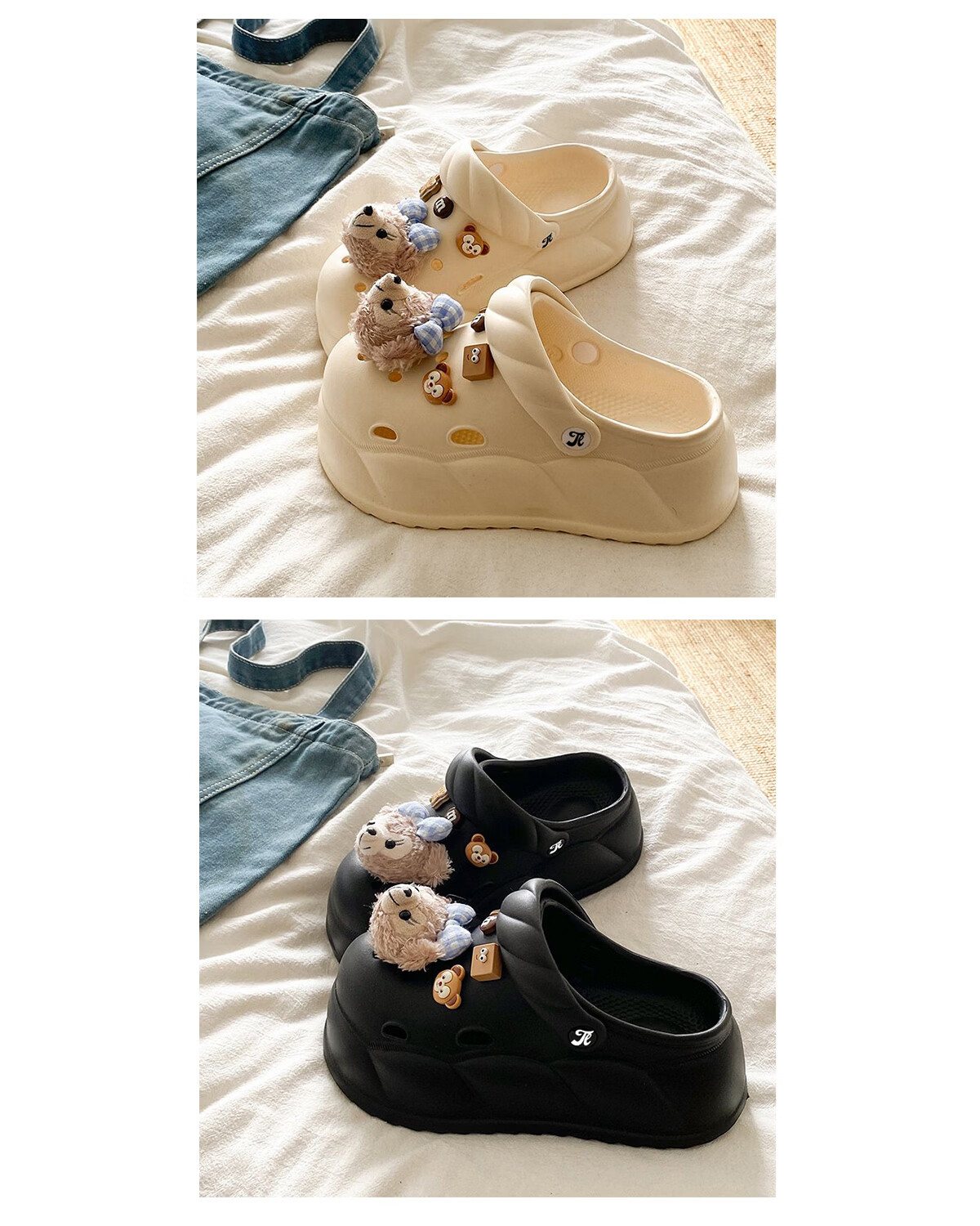 TonLion Women's Sandals 2026 Summer Breathable Hole Shoes Thick Sole Height Increasing Casual Beach Shoes Fashion Blue Size 40/41 10