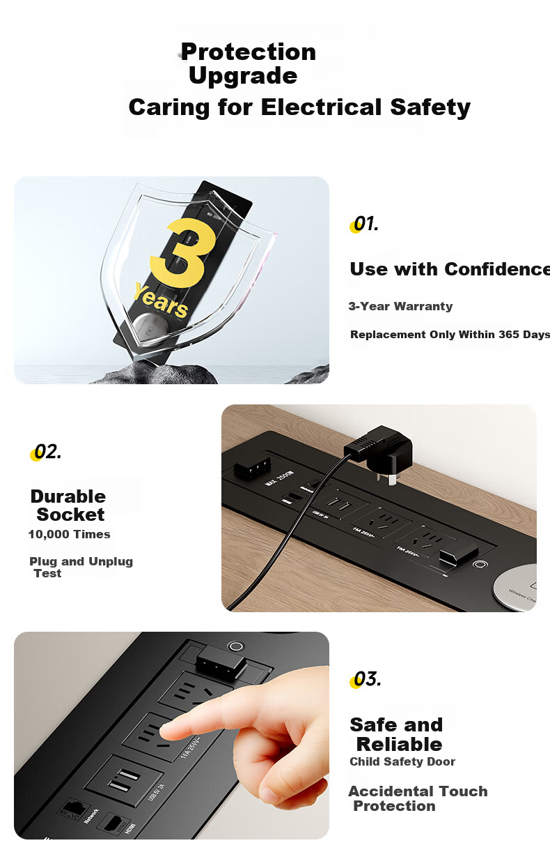 Comfort Embedded Desktop Power Strip Hidden Office Desk Multimedia Built-in Socket 4