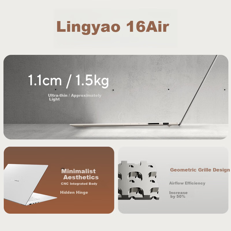ASUS Lingyao 16 Air 2026 AMD Ryzen AI 9 H465 2.8K 1100nits OLED Ultra-thin 16-inch 1.1cm AI Laptop (32GB 1TB)