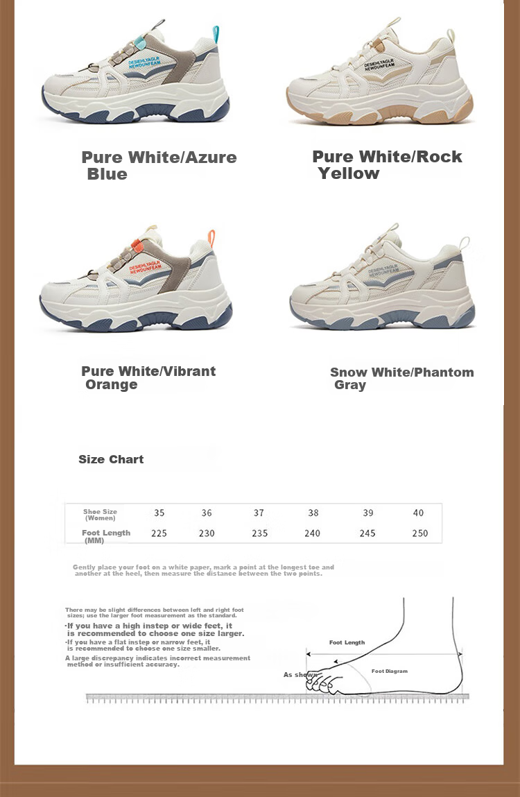 Yierkang Women's Chunky Sneakers, Lightweight And Versatile Casual Shoes for Spring And Summer, Outdoor Thick-Soled Sports Shoes, Simple Breathable Comfortable Footwear for Wome 5