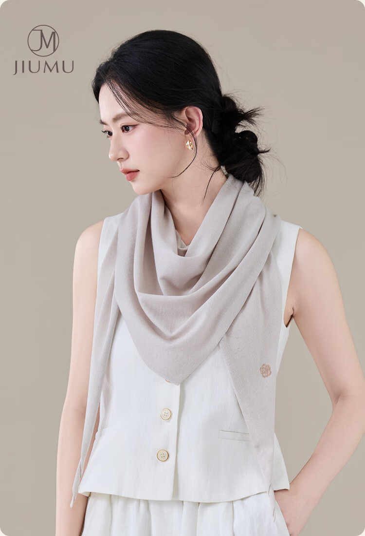 JIUMU Sheep Wool Lightweight Four-Season Shawl Women's Elegant Summer Air-Conditioned Office Warm Shawl 1