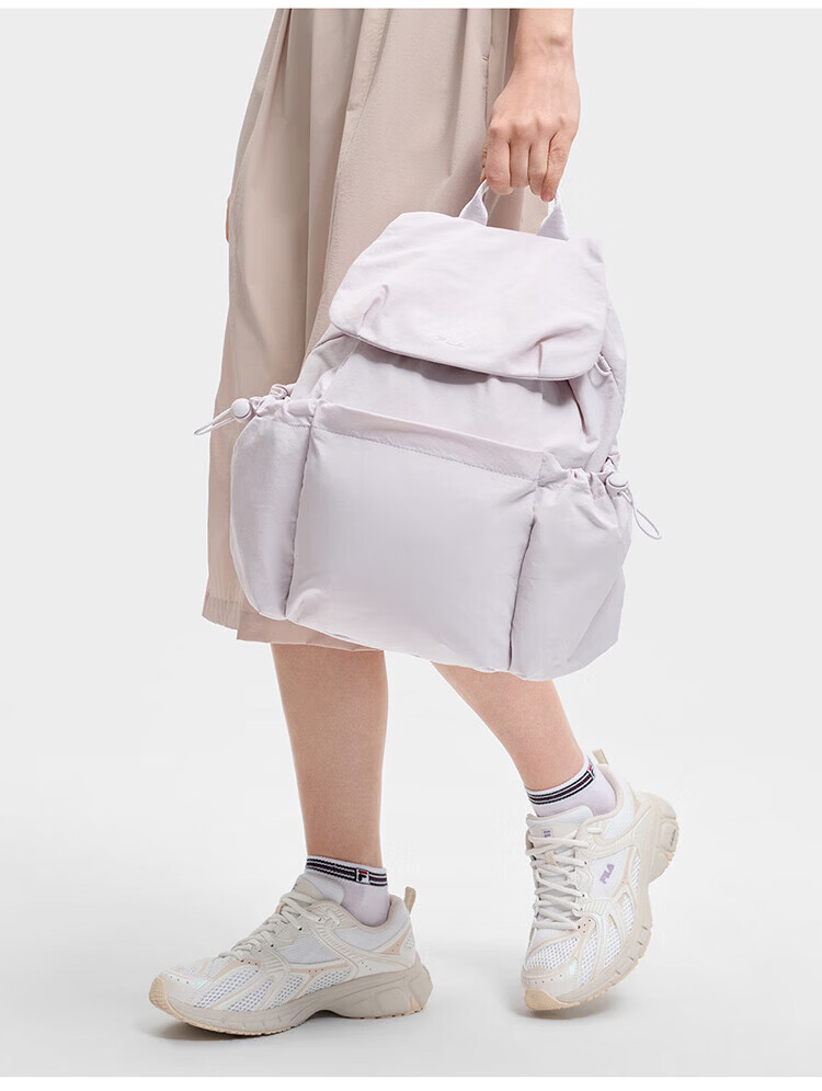 FILA Han So-hee Style Official Women's Summer Macaron Multi-Pocket Backpack School Bag Casual Bag 33