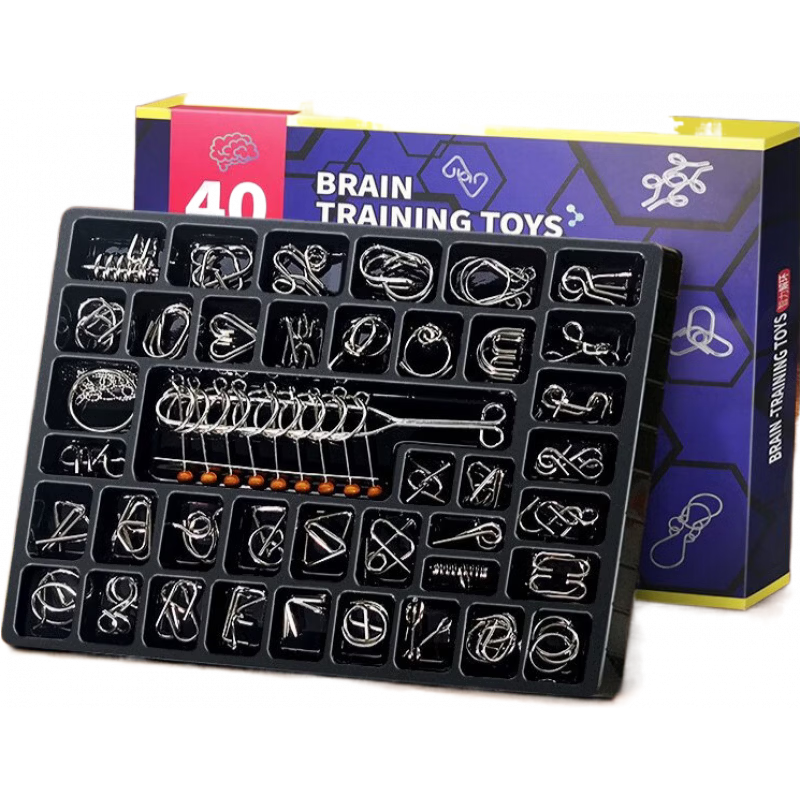 Complete Set of 40 Five-Tail One-Corner Nine-Linked Luban Locks Puzzle Toys for Boys and Girls Ages 8-12 Birthday Gift
