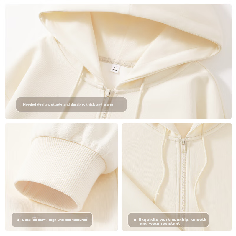 Baleno Double-Sided Cotton Zipper Hoodie Women Autumn New Loose Gray Youthful Casual Cardigan Jacket Top