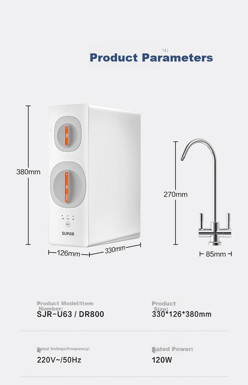 SUPOR Under-Sink Water Purifier High Flow 800G RO Water Filtration System 5-Year Long-Lasting Kitchen Direct Drinking Machine with Scale Inhibitor DR800 19