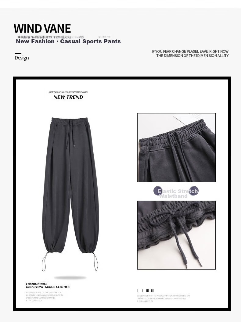 FitonTon Women's American Style Sports Pants 2026 Spring Autumn High Waist Loose Draped Casual Wide Leg Jogger Windproof Sweatpants 2