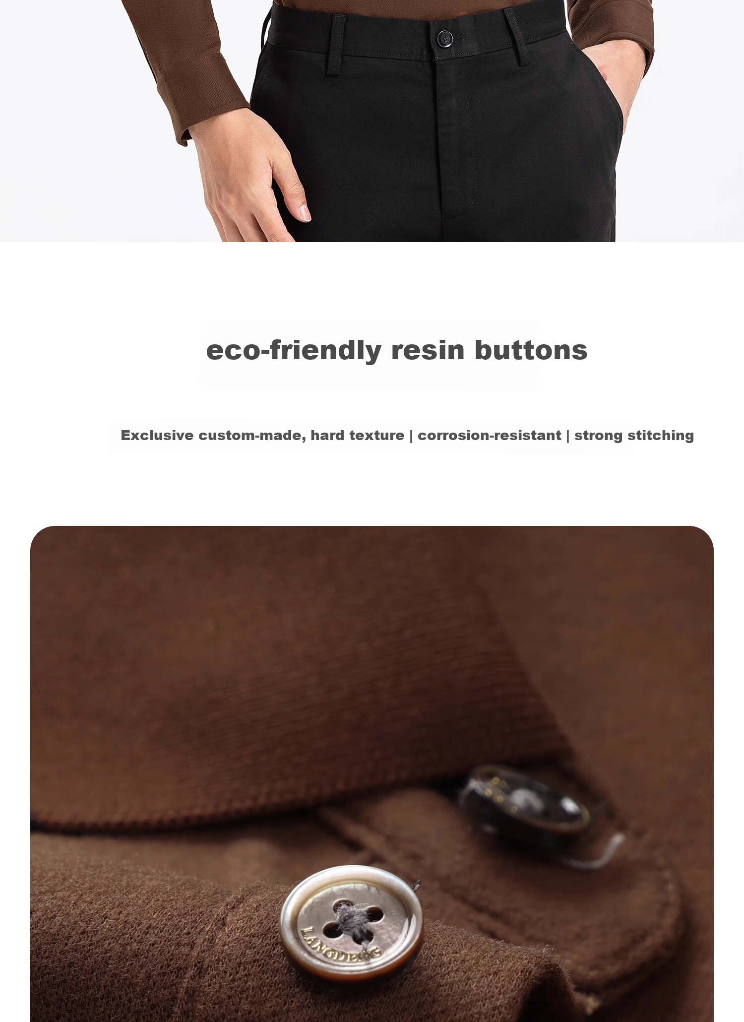Langdun [Wool Blend] Long Sleeve Polo Shirt Men 2025 Spring Autumn Soft Comfortable Business Casual 10