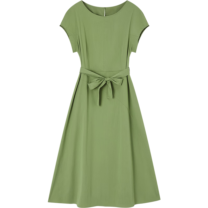 Demana Minimalist Urban Summer Comfortable Cotton-Blend Stretch Round Neck Waist-Slimming Petite Dress for Women High-End Feel