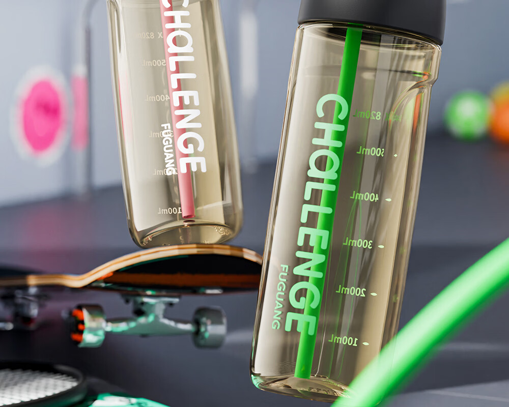 Fuguang Plastic Straw Cup PPSU Large Capacity Portable Sports Fitness Cup 820ML Green for Men and Women Students 2