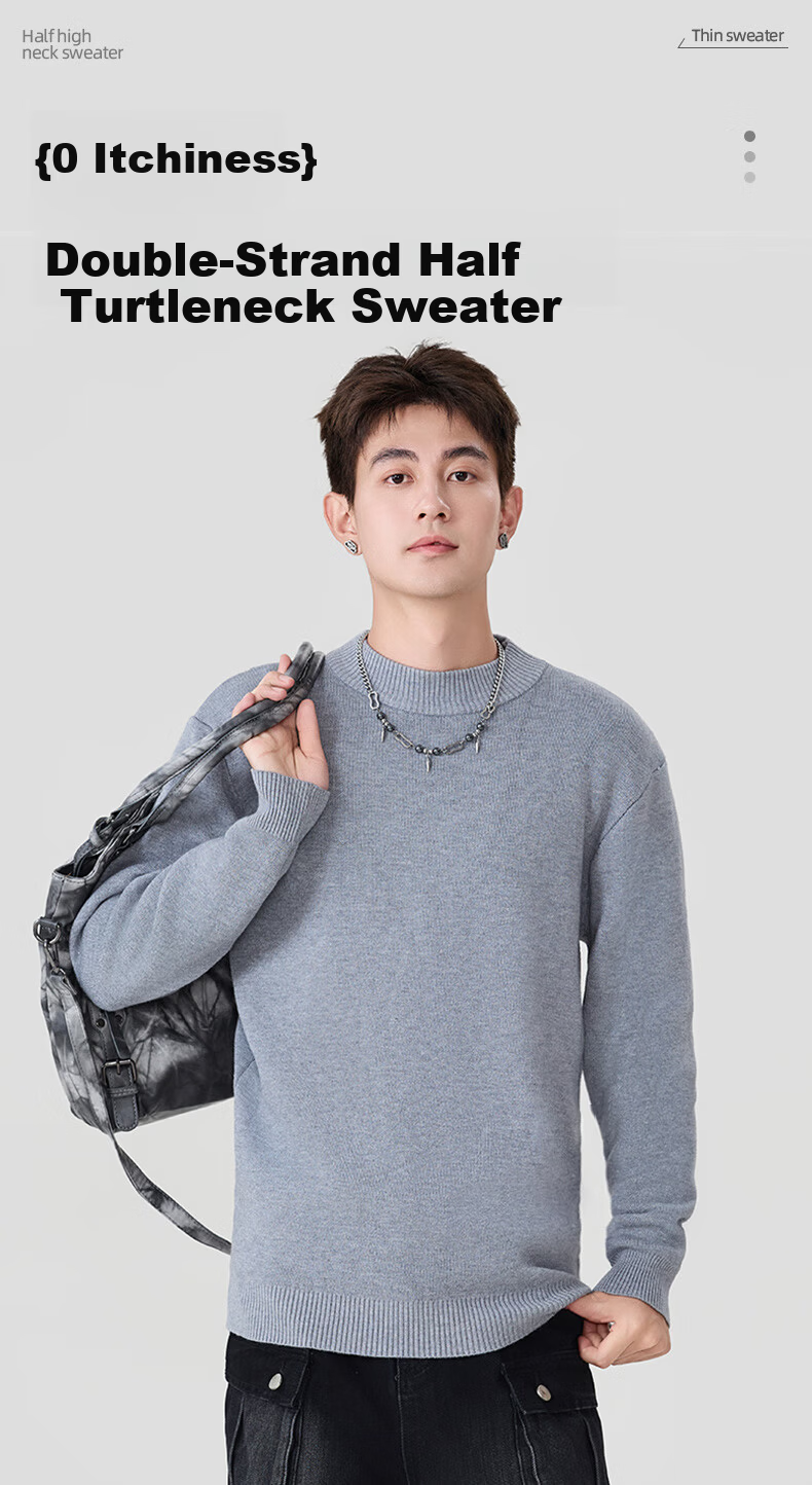 Baleno S&K Series Half Turtleneck Sweater Autumn Winter 2025 New Men's Base Layer Heavyweight Warm Top for Students 2