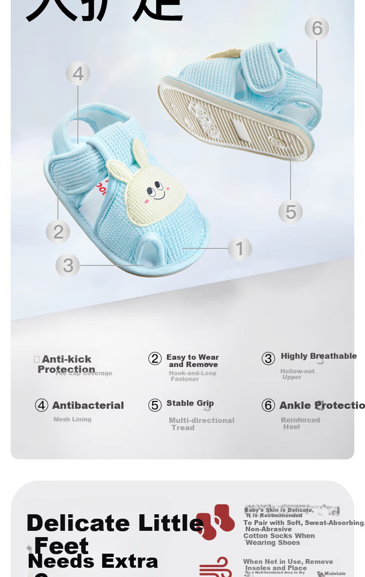 More Rabbit Toddler Walking Shoes Spring and Autumn New Boys Girls Soft Sole Anti-Slip Pre-Walking Shoes 25