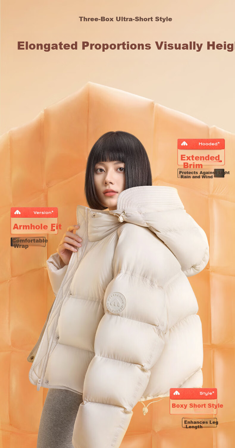 Meilicheng Women's Lightweight Breathable Three-Protection Technology Sports Versatile Short Goose Down Jacket 107 Platinum White S 6