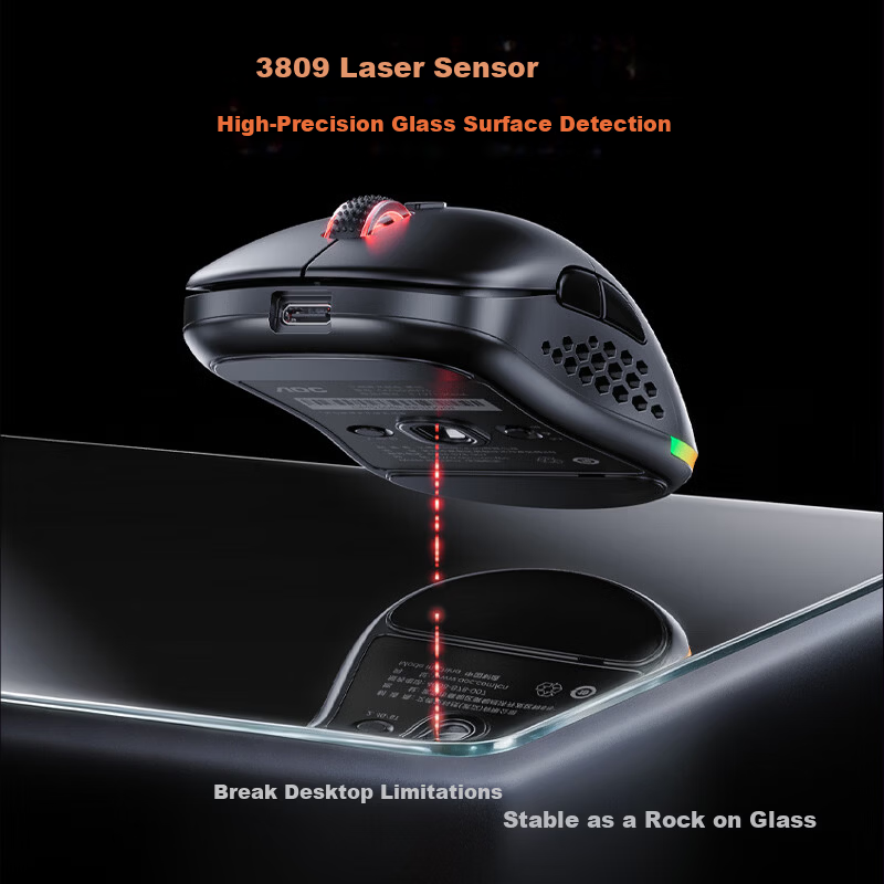 AOC GM530 Wireless Bluetooth Tri-Mode Laser Gaming Mouse RGB Backlit Replaceable Top Cover Left and Right Button Micro Switches White