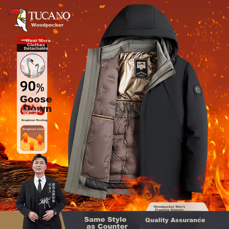 TUCANO Men's Goose Down Jacket 2026 Winter New Dad Coat Middle-aged and Elderly Warm Windproof Outerwear