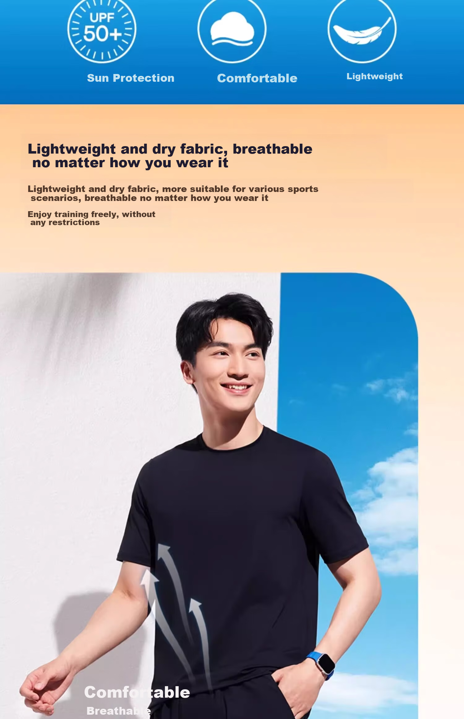Speedo Free Lightweight Quick-Dry Comfortable Breathable UV Protection Short Sleeve T-Shirt Unisex Sesame Black Size XS 3