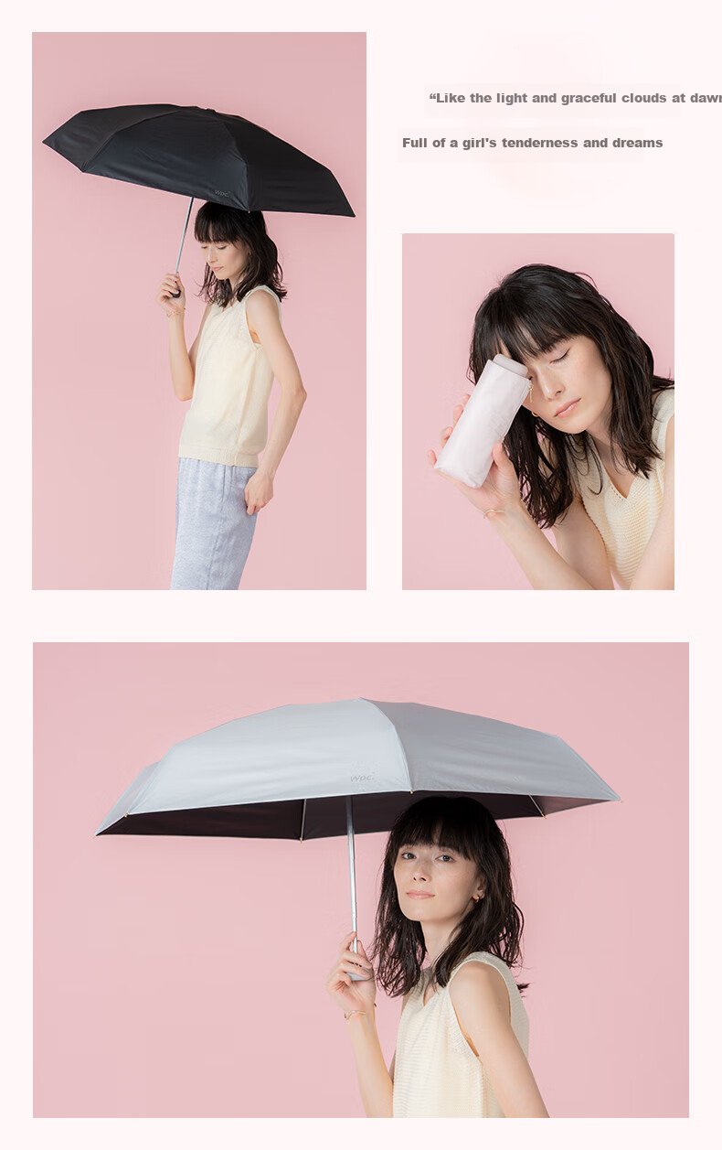 Wpc. UV Protection Folding Sun Umbrella Japanese Anti-UV Lightweight Portable Black Coating Sunscreen Umbrella Rain and Sun Dual Use 3