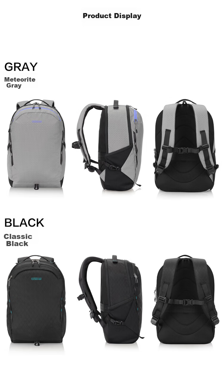 American Tourister Men's Casual Travel Backpack Large Capacity 16-inch Laptop Bag NB4 Black 8