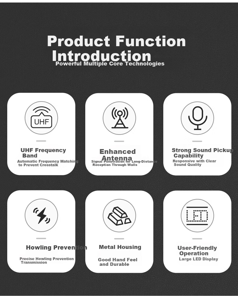 SHILE Dual Wireless Conference Microphone Desktop Short Rod Square Tube Mic Podium Anti-Interference Auto Frequency Matching Anti-Howling SH-18 with Rod 2
