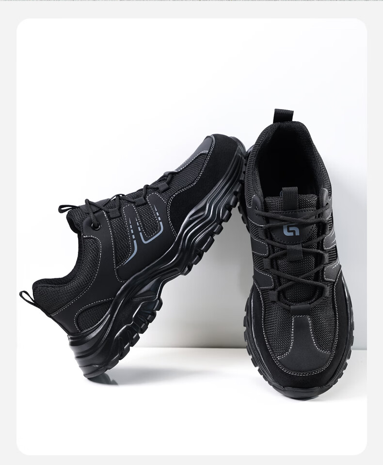 GUYISA Men's Summer Breathable Anti-Smash Steel Toe Anti-Puncture Ultra-Light Comfortable Safety Work Construction Shoes 5003 Size 39 15