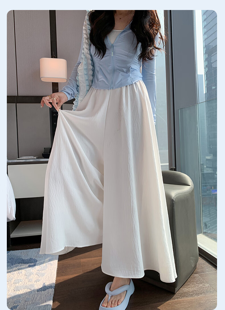 Borui Ice Silk Wide-Leg Pants Women's Summer Thin 2026 New Skirt Pants Textured Milk Fabric Yamamoto Chiffon Trousers 15