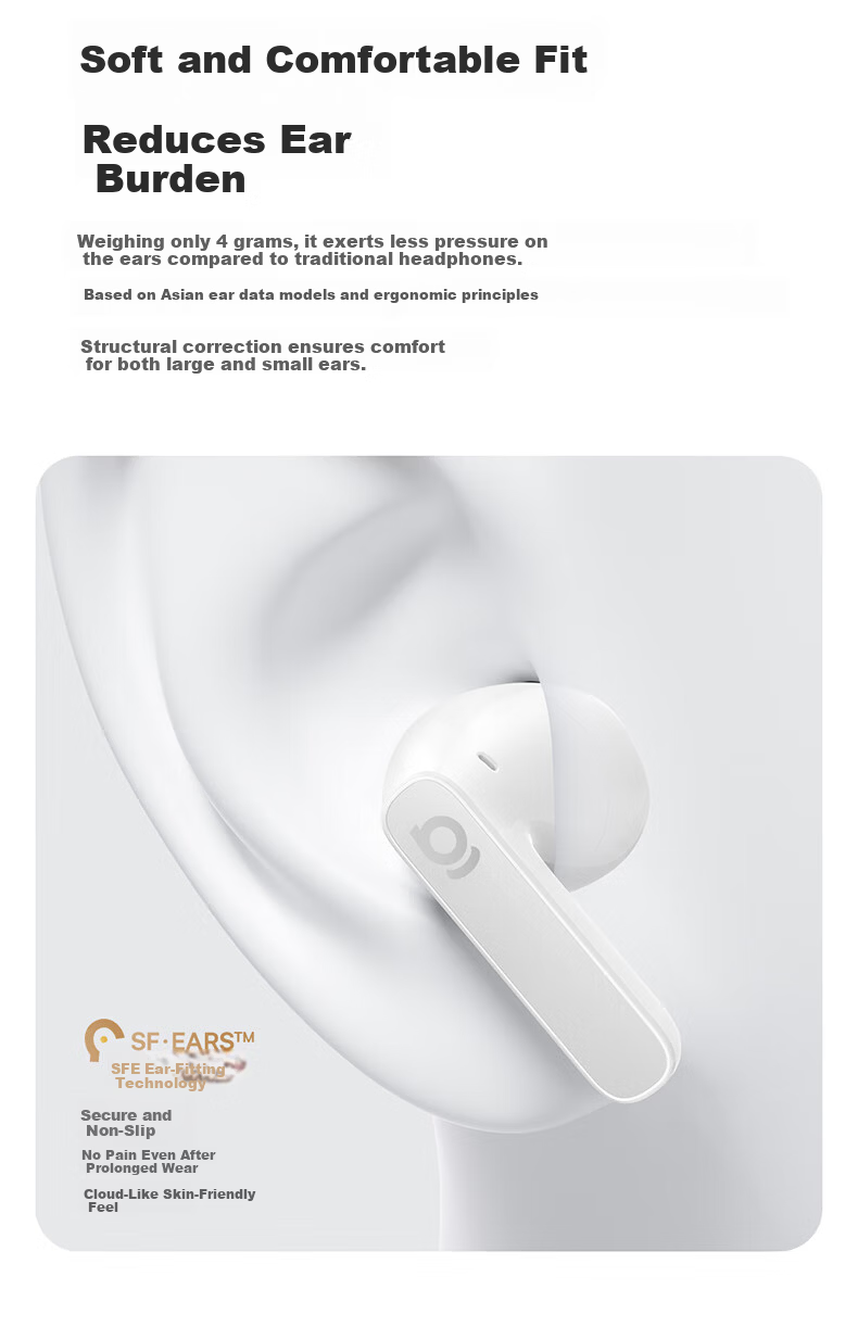 BASEUS BS1NC Semi-In-Ear Active Noise Cancelling AI Bluetooth Earphones Wireless 40H Long Battery Life Comfortable Earbuds for Apple Huawei Vivo Phones Gift 10