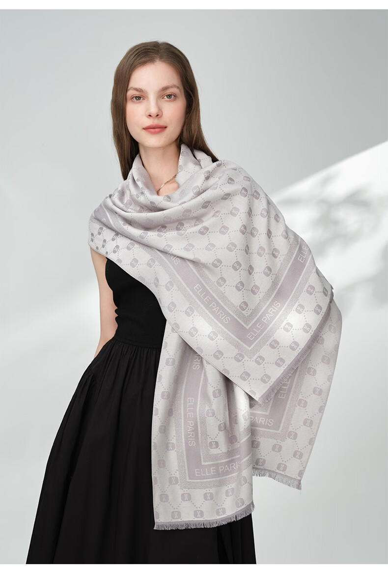 ELLE Women's Summer Office Air-Conditioned Room Warmth Shawl with Mulberry Silk Large Size Gift Box Scarf 25