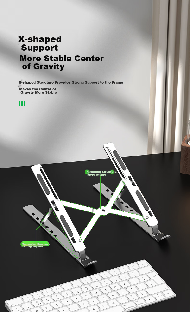 Smorss 360-Degree Rotatable Laptop Stand Cooling Rack Portable Foldable Desktop Vertical Adjustable Aluminum Alloy Holder for Apple Huawei Lenovo 9