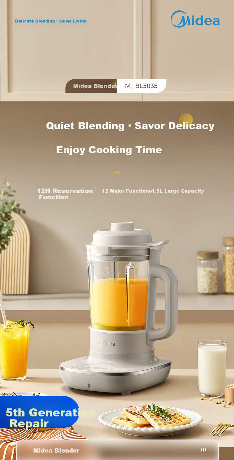 Midea MJ-BL5035 1.5L Multifunctional Automatic Soymilk Maker and Blender with Keep Warm Function 1