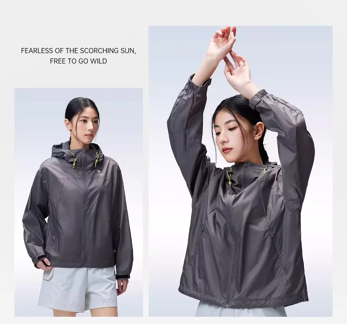 CAMEL Outdoor Sun Protection Jacket 2026 Spring Summer New Breathable Hooded Windproof Water-Repellent Durable Sports Jacket for Women R170 31