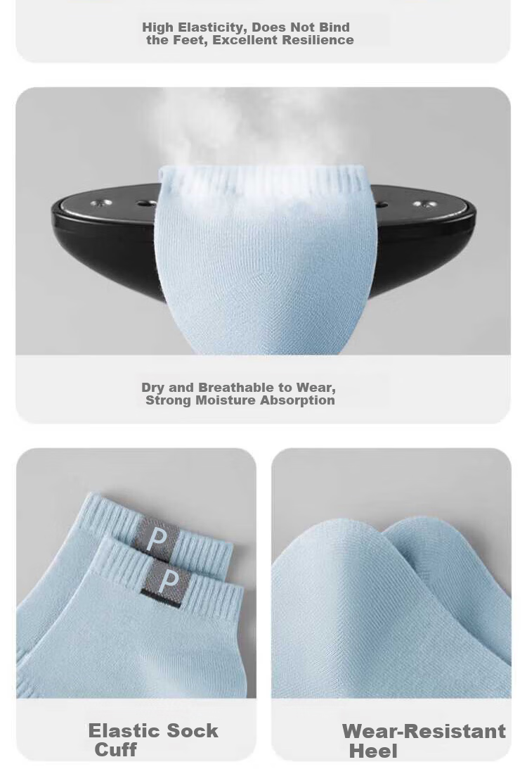JEEP Men's Summer Socks 100% Cotton + 10A Antibacterial Odor-Resistant Sweat-Absorbing Durable Sports Casual Socks 7