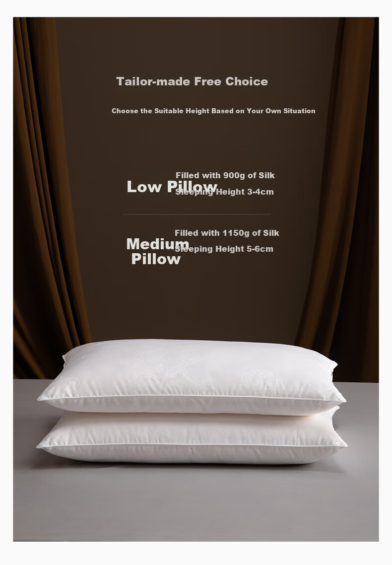 Silk Empress 100% Mulberry Silk Pillow Cervical Pillow Sleep Aid Medium-Low Height Single Home Use Comfortable Pillow Low Height 13