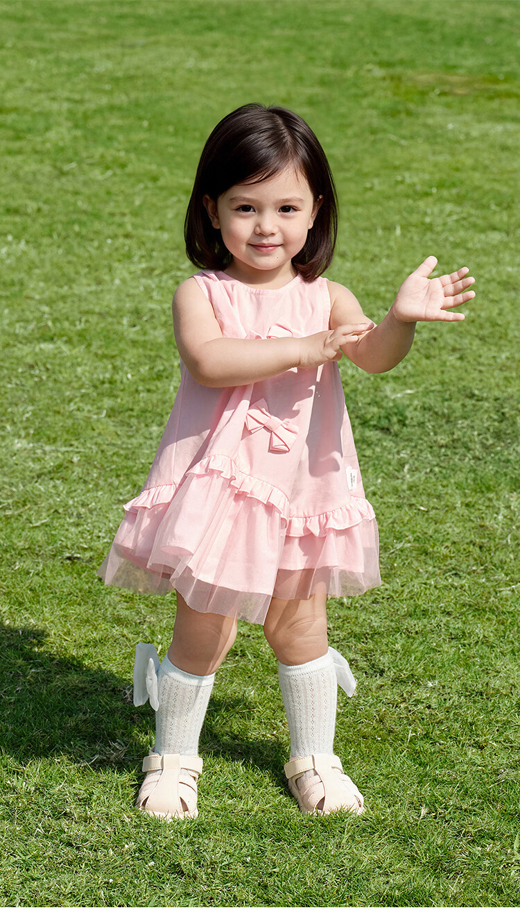 Balabala Baby Dress Infant Dress Children's Princess Dress 2026 New Summer Breathable Sweet Mesh Splicing 7
