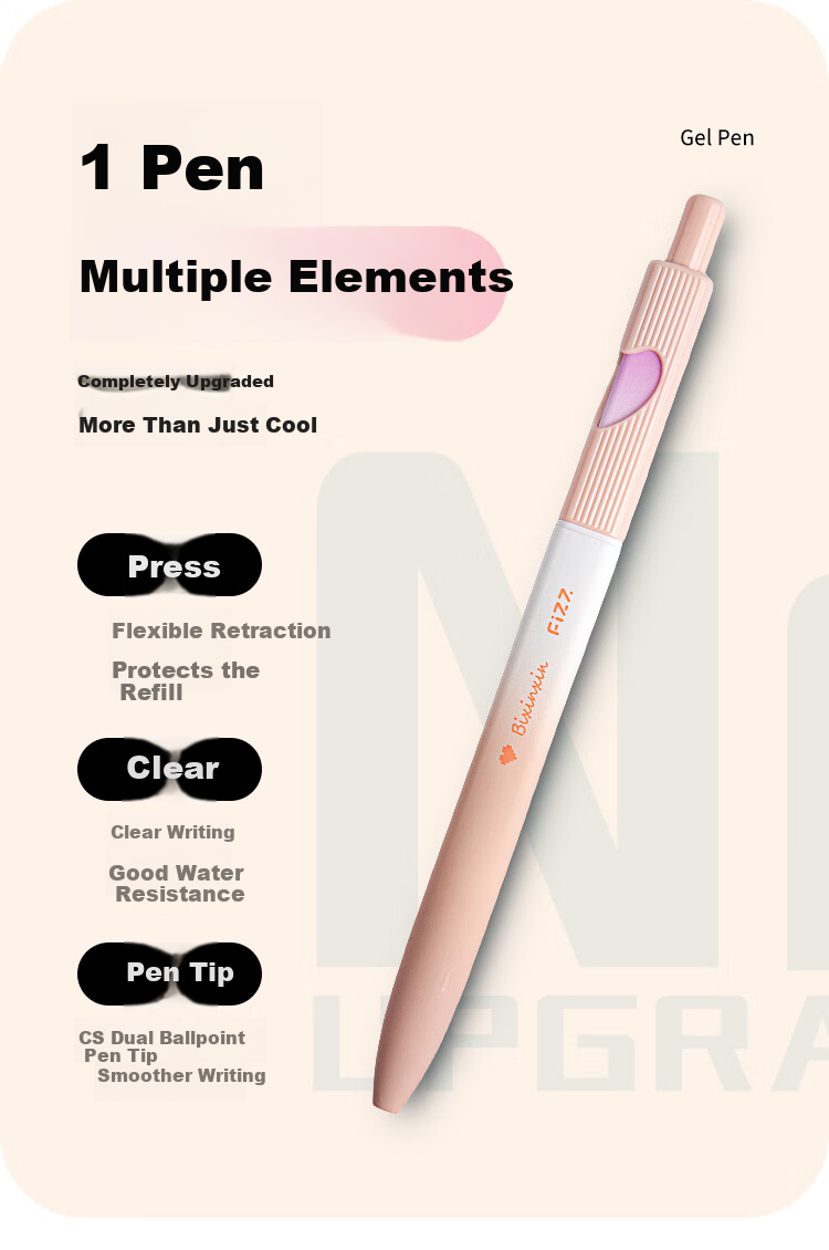 Fizz Quick-Dry Retractable Gel Pen 0.5mm Low Center of Gravity Dual Ballpoint CS Black Tip Office Signature Pen Student Exam Writing Pen 2-Pack Blue Ink B73016 3