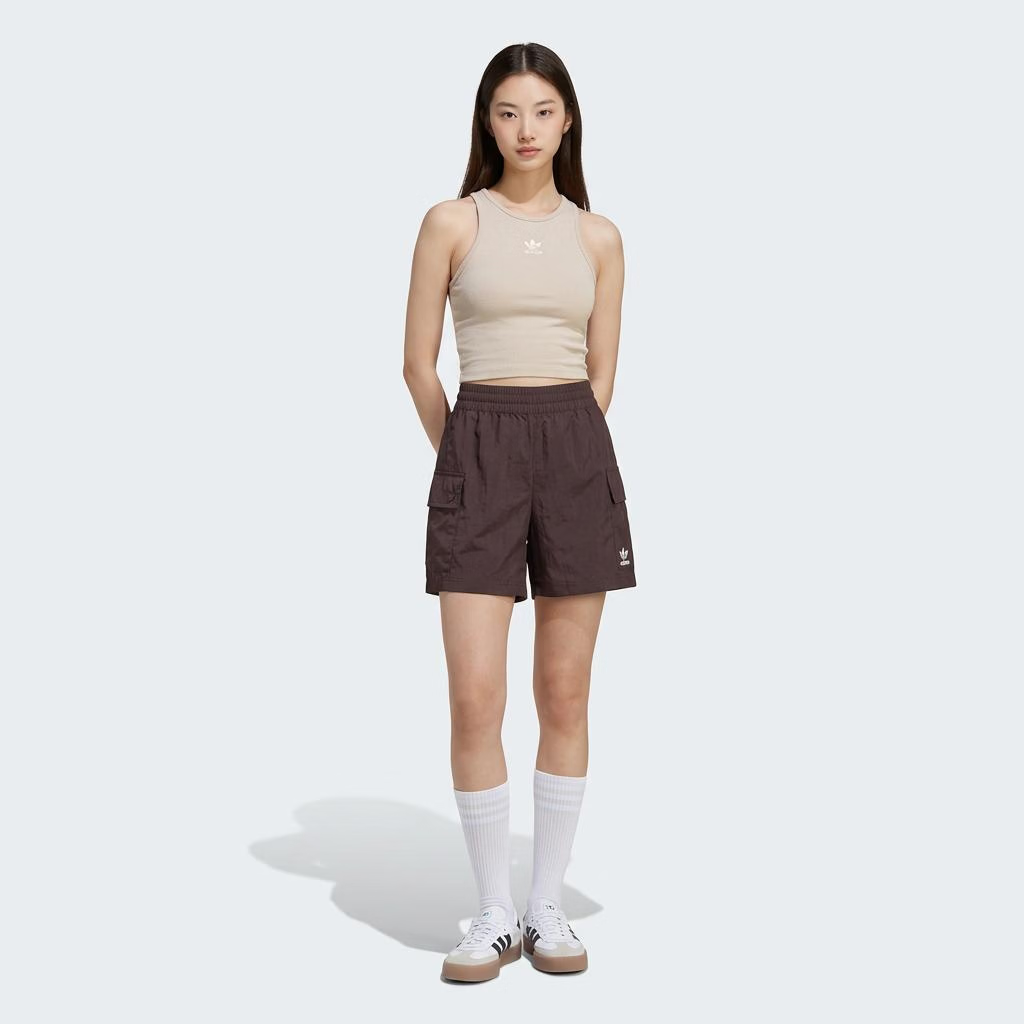 Adidas Originals Women's ESS RIB TANK Fitted Tank Top KD3822 Brown M 4