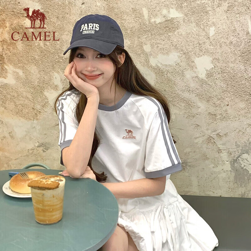 CAMEL Dilireba Same Style Pure Soft Cotton Oversized Unisex Short Sleeve T-Shirt C36BAXLN090 Outlook Gray XS