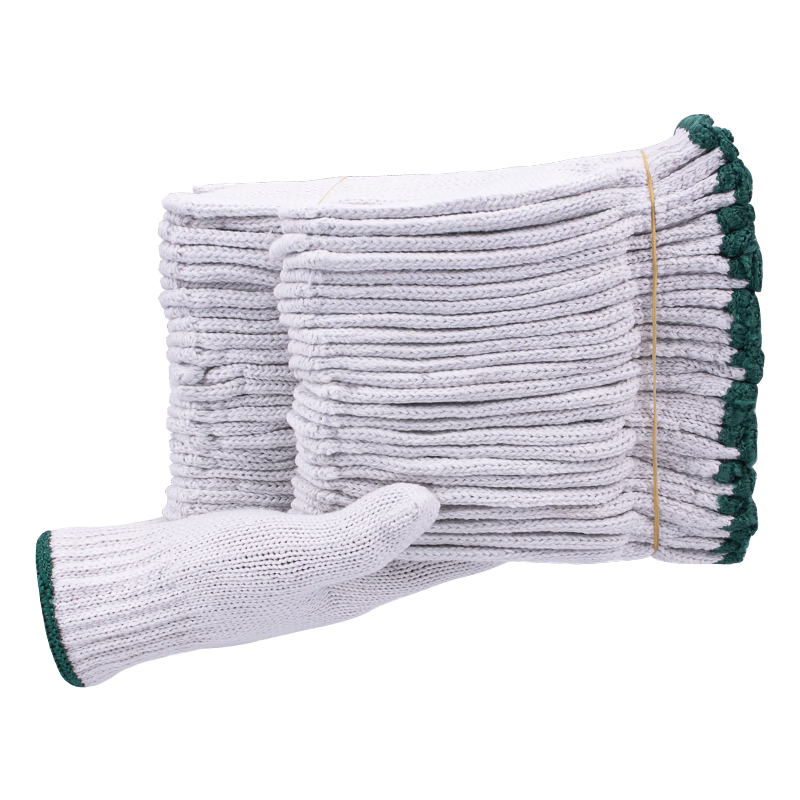 Maozheng Cotton Work Gloves, Thickened Non-Slip Wear-Resistant Construction Site Protective Gear, Green Mouth 12 Pairs [Full Weight]
