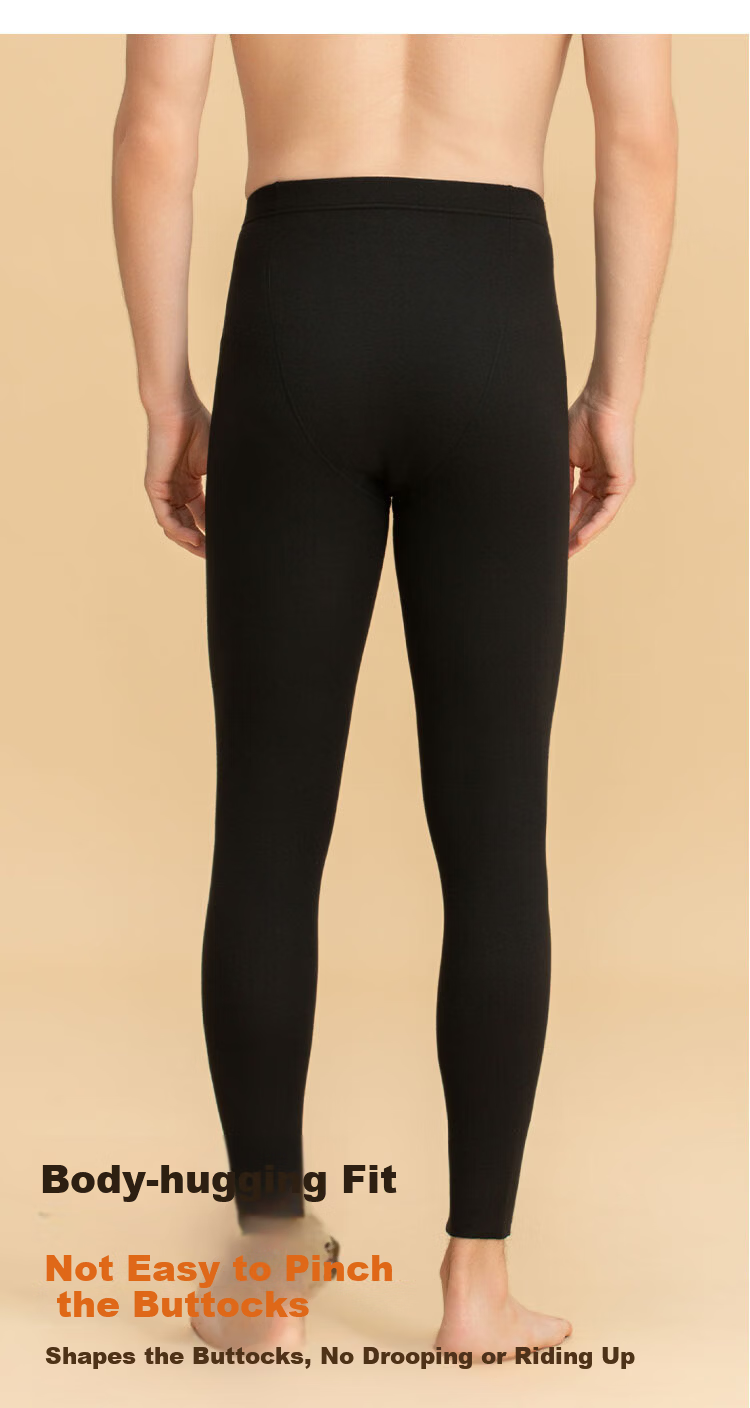 Men's Orange Thermal Long Johns Warm Pants Autumn Winter Goat Cashmere Antibacterial Basic Base Layer Gray Blue 2XL 12