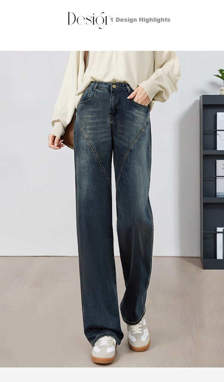 Chushen Women's Spring and Autumn High Waist Slim Straight Vintage Denim Jeans S51N063 13