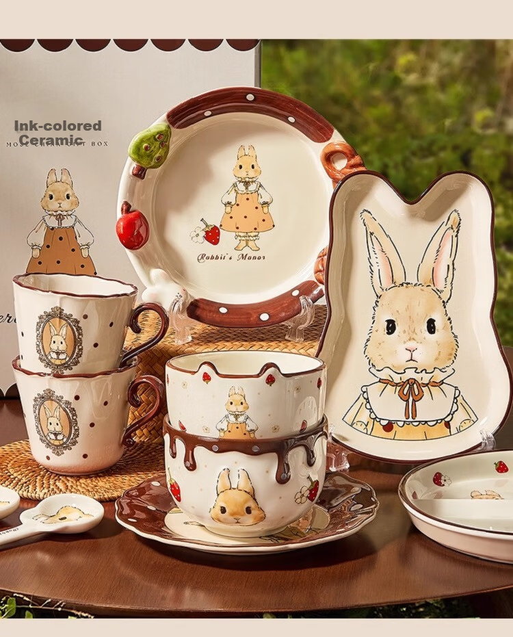 Mose Bowl And Plate Tableware Set for Home, Aesthetically Pleasing, for Two People, Goddess Festival, Wedding, Birthday, Housewarming Gift, 11-Piece Set 3