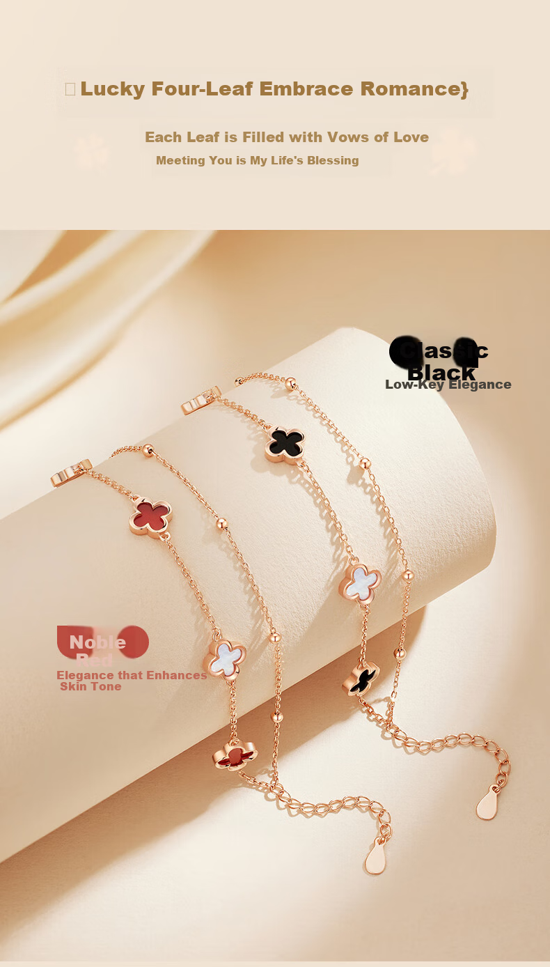 GLTEN Four-Leaf Clover Sterling Silver Bracelet for Women 2026 New Luxury High-End Jewelry Birthday Gift for Girlfriend Wife 3