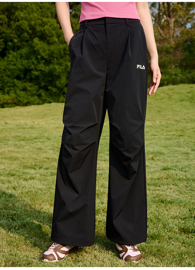 FILA Official Women's Woven Long Pants 2026 Summer New Moisture-Wicking Quick-Dry Sun-Protective Cargo Pants 3