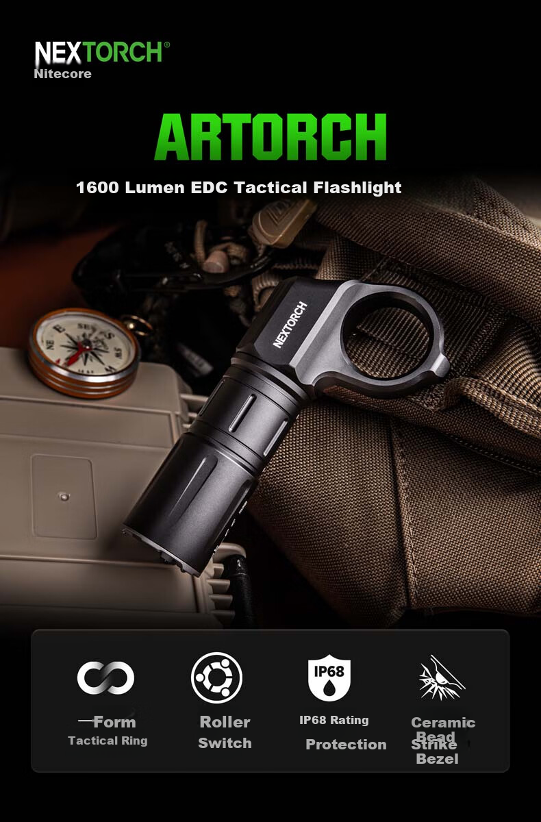 NEXTORCH ARTORCH High Brightness EDC Tactical Duty Flashlight Outdoor Emergency Powerful Rechargeable Mini Flashlight 1